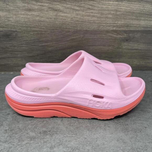 HOKA Ora Recovery Slide Sandals Kids Size 4 Pink Slip On - Picture 5 of 8